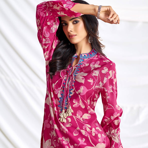 BulBul Preha Fuschia Chanderi Co-Ord Set