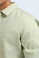 Thumbnail for Xkind Pista Green Textured Slim Fit Shirt