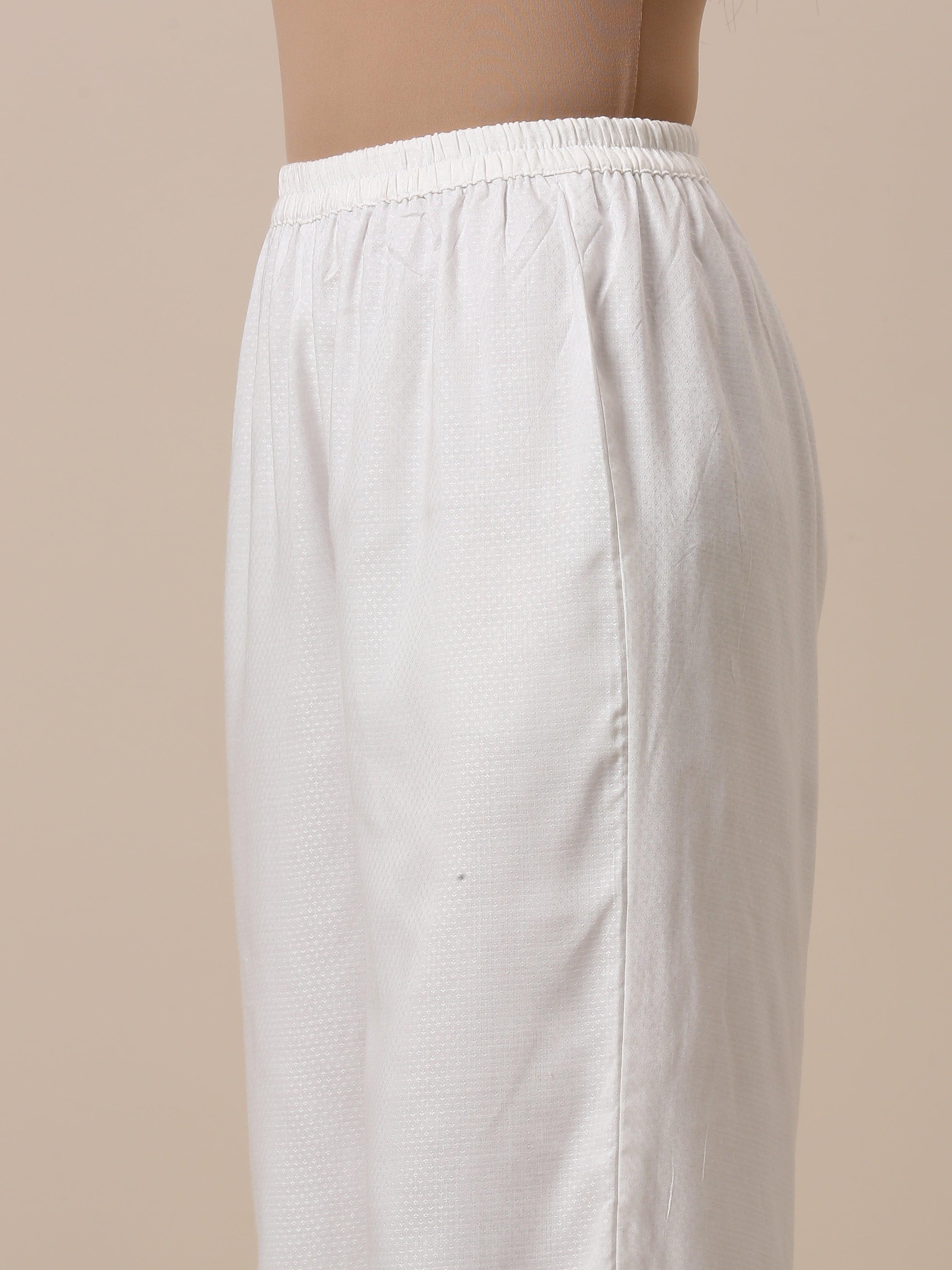 trueBrowns Cotton White Textured Curve Pant - Distacart