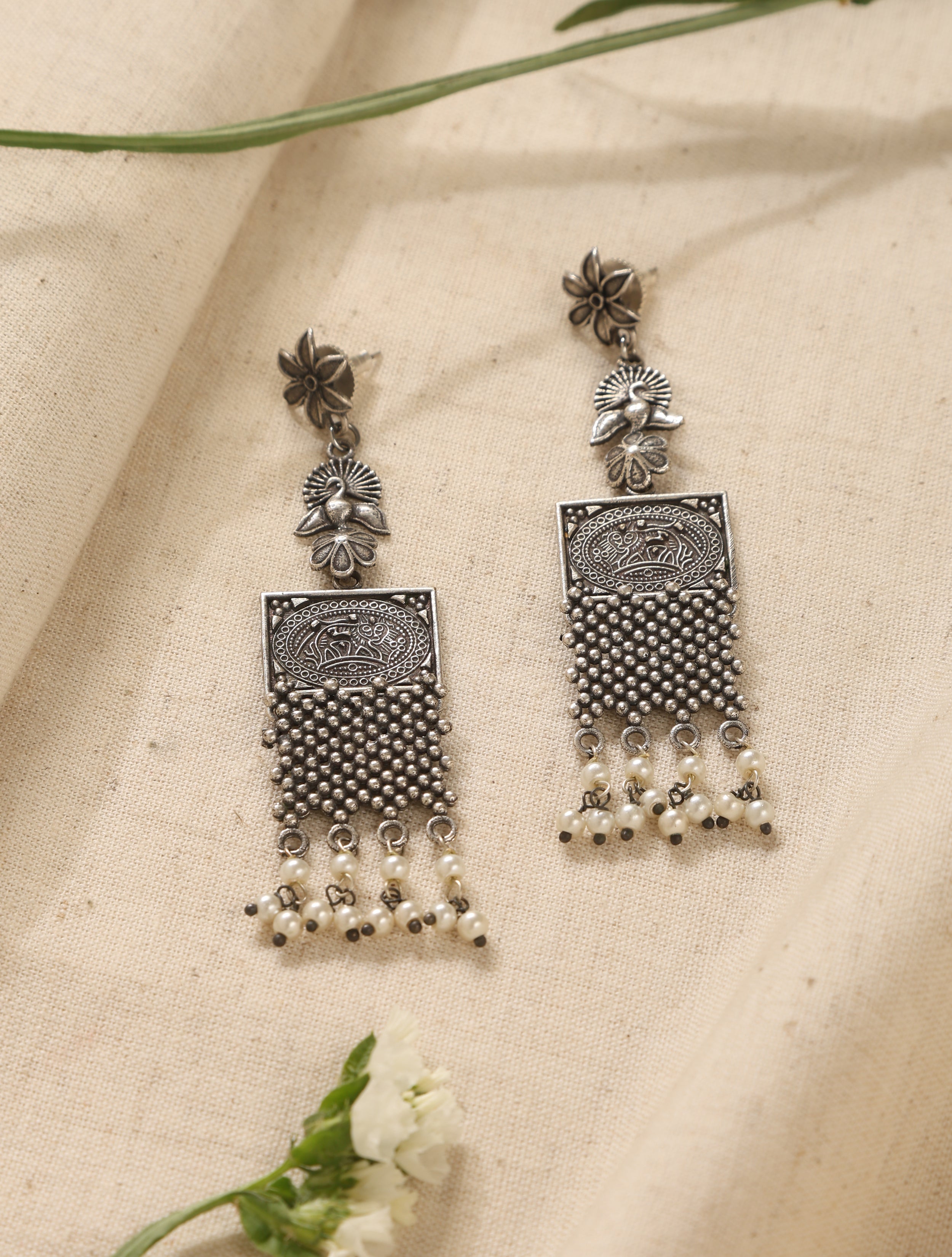 trueBrowns Silver Peacock Earrings - Distacart