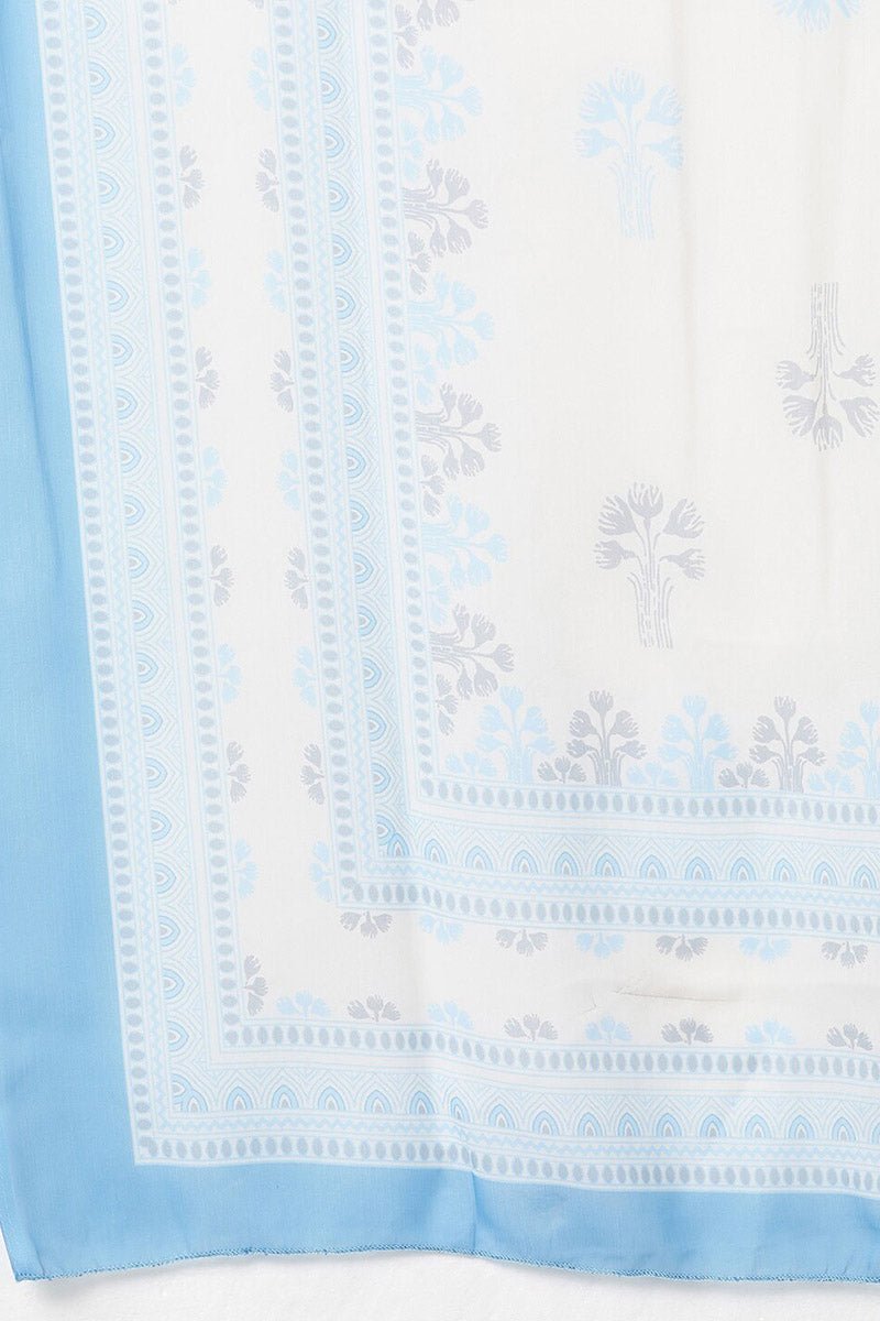 Ahika Sky Blue Polyester Straight Kurta Palazzo With Dupatta