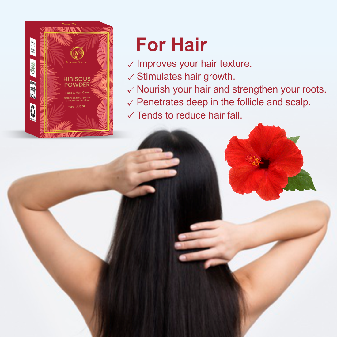 Nuerma Science Hibiscus Bio Organic Powder For Hair & Skin - Distacart