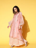 Thumbnail for Ahalyaa Women Ethnic Motifs Printed Gotta Patti Organza Kaftan Kurta - Distacart