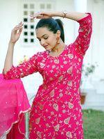 Thumbnail for Yash Enterprise Trendy Foux Georgette Embroidery Red Readymade Salwar Suit