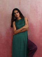 Thumbnail for trueBrowns Green Modal High slit Kurta Set