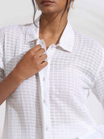 Thumbnail for trueBrowns White Check Cotton Kurta Set