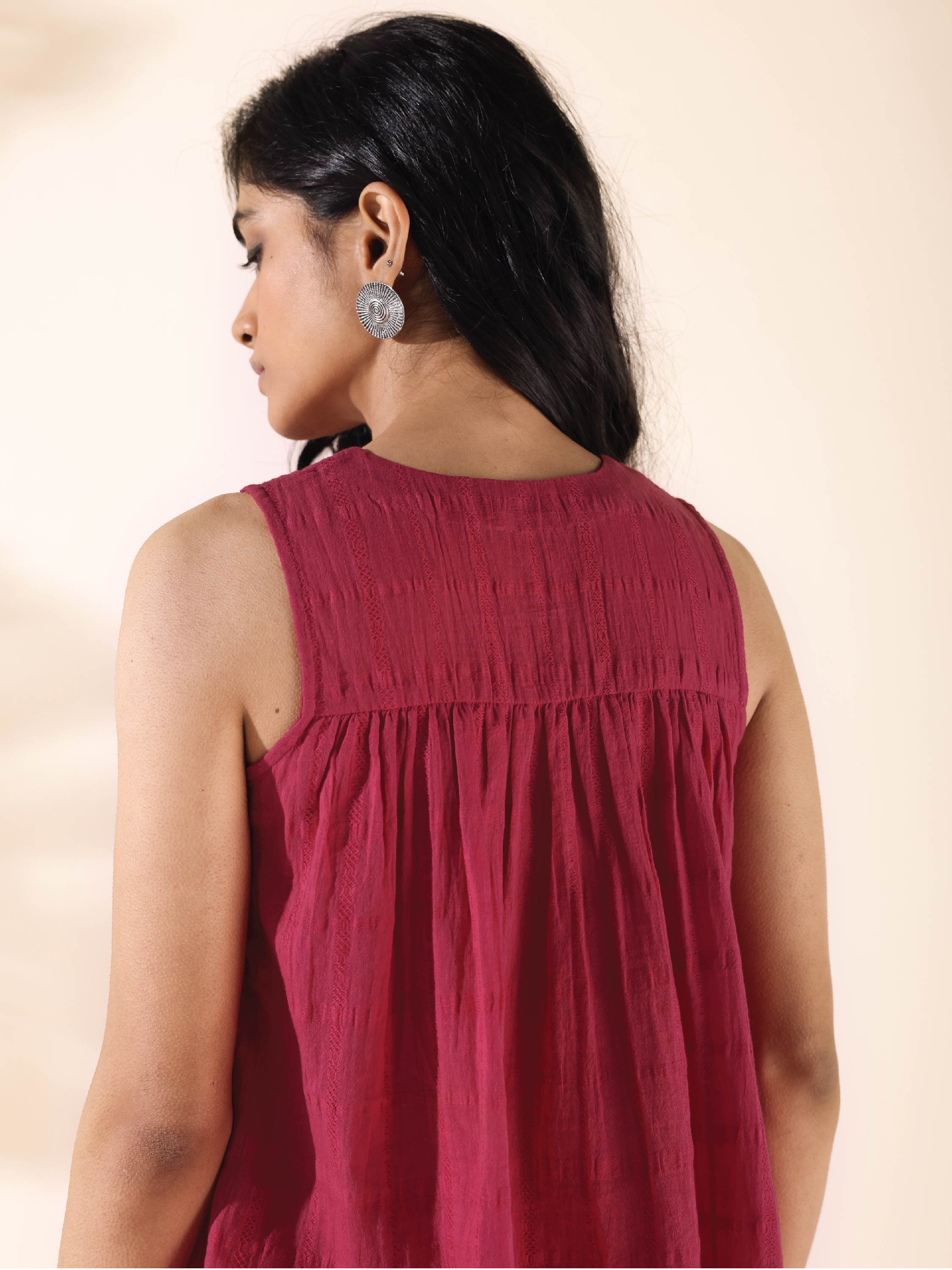 trueBrowns Carrot Cotton Dobby Sleeveless Co-ord Set - Distacart