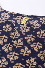 Thumbnail for Ahika Women Navy Blue & Beige Ethnic Motifs Printed Kurta - Distacart