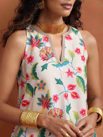 Thumbnail for trueBrowns Off White Print Sharara Set - Distacart
