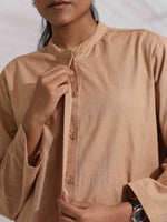 Thumbnail for trueBrowns Beige Cotton Embroidered Shirt Top Co-ord Set