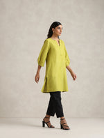 Thumbnail for trueBrowns Green Cotton Blend Short Kurta