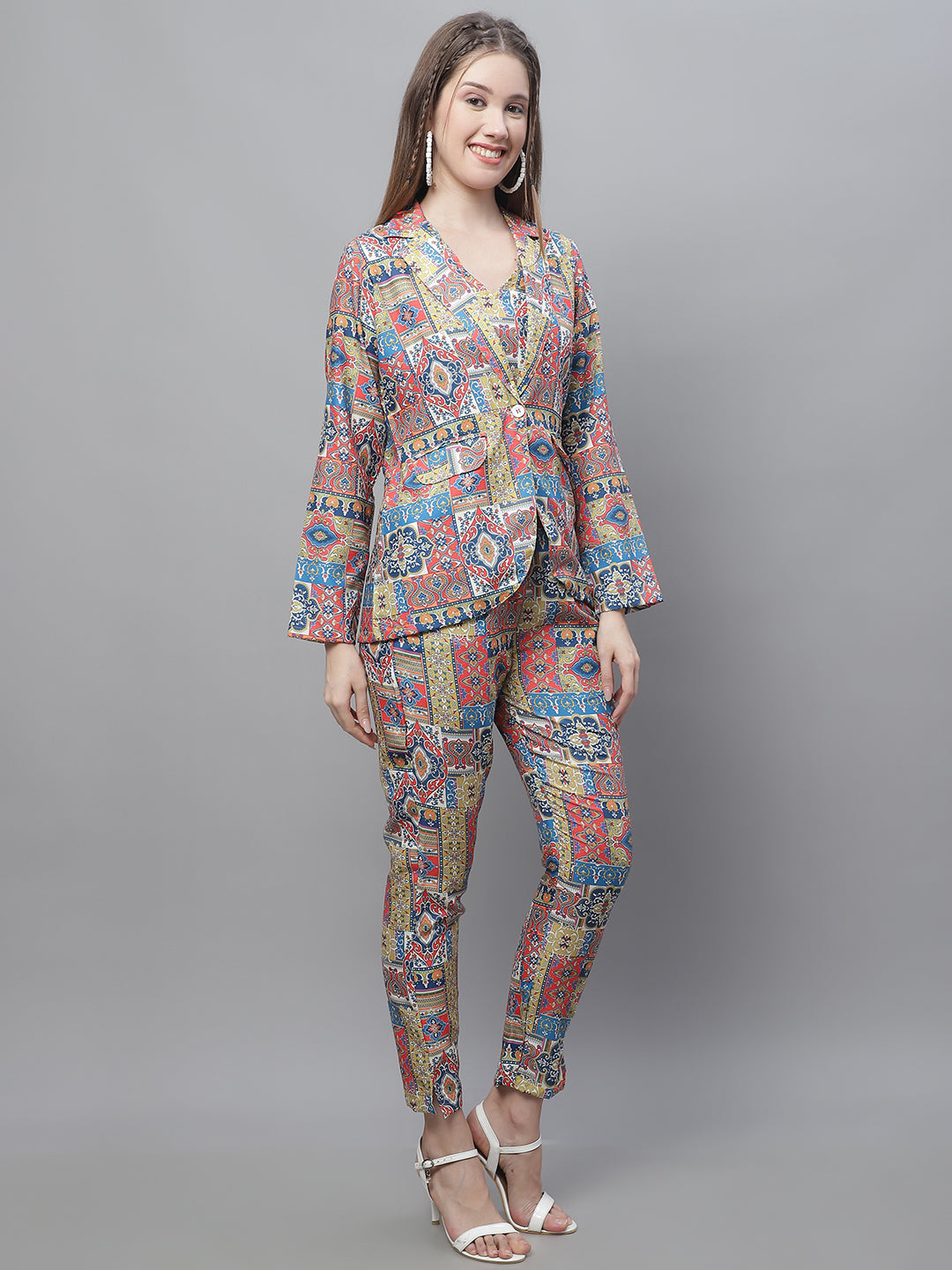 Jainish Women's WoDigital Printed Crop Top and Jacket Set - Multi - Distacart