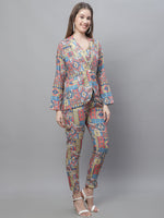Thumbnail for Jainish Women's WoDigital Printed Crop Top and Jacket Set - Multi - Distacart