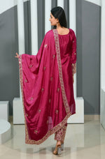 Thumbnail for Teeya Creation Rani Color Chinon Silk Heavy Embroidery Work Fully Stitched Salwar Suit - Distacart