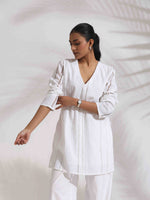 Thumbnail for trueBrowns White Cotton Schiffli Co-ord Set