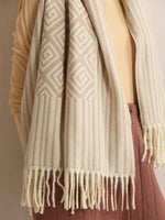 Thumbnail for trueBrowns Beige Geometric Woollen Stole