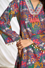 Thumbnail for BulBul Dharvi Chanderi Blue Co-Ord Set