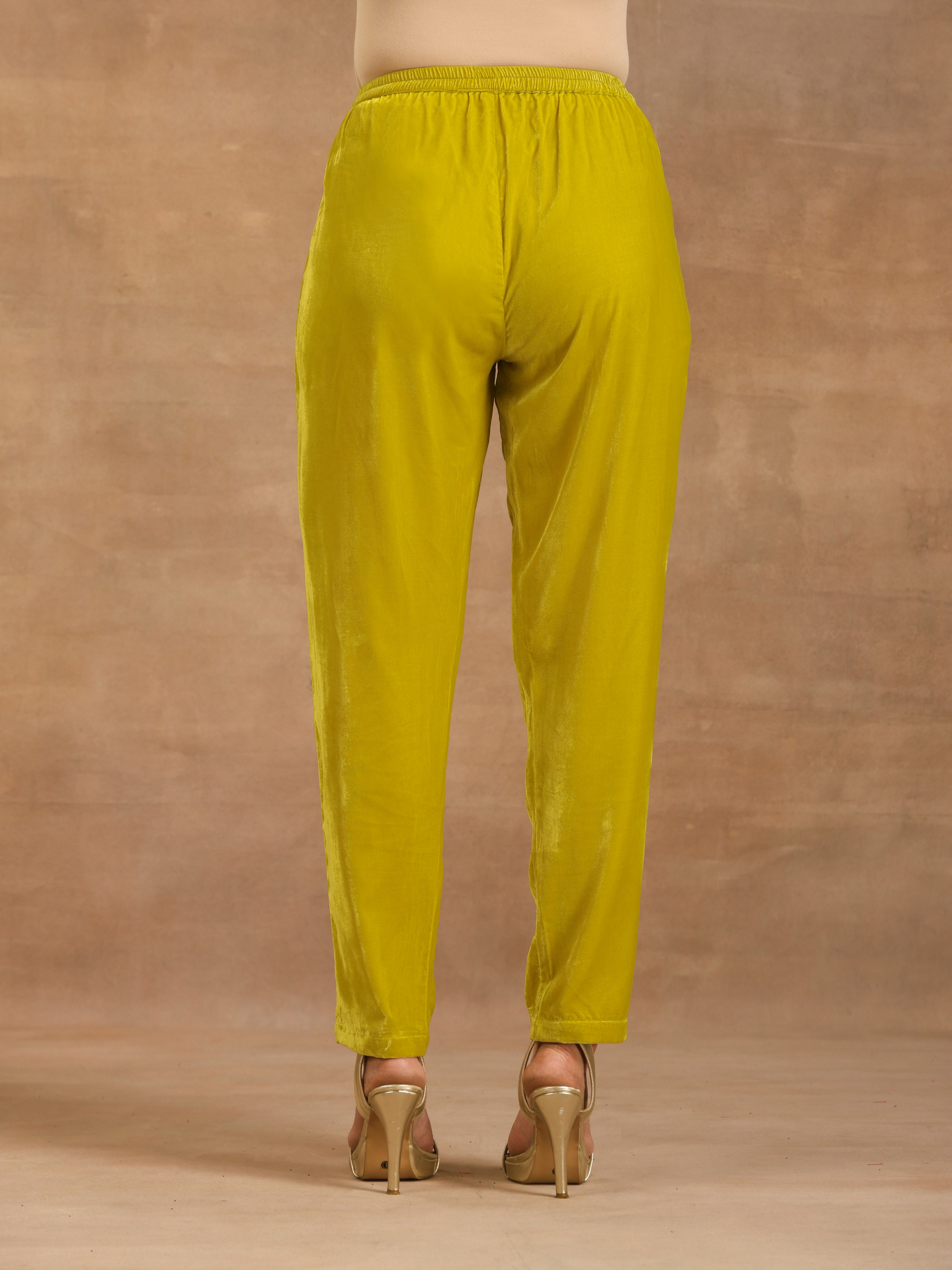 trueBrowns Lime Velvet Pant - Distacart