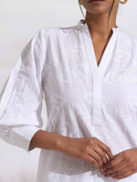 Thumbnail for trueBrowns trueBrown White Cotton Schiffli Kurta Set