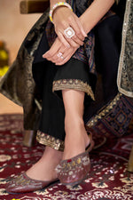 Thumbnail for BulBul Rashmi Abstract Printed Black Kurta Set with Dupatta