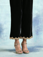 Thumbnail for trueBrowns Black Velvet Lace Pant - Distacart