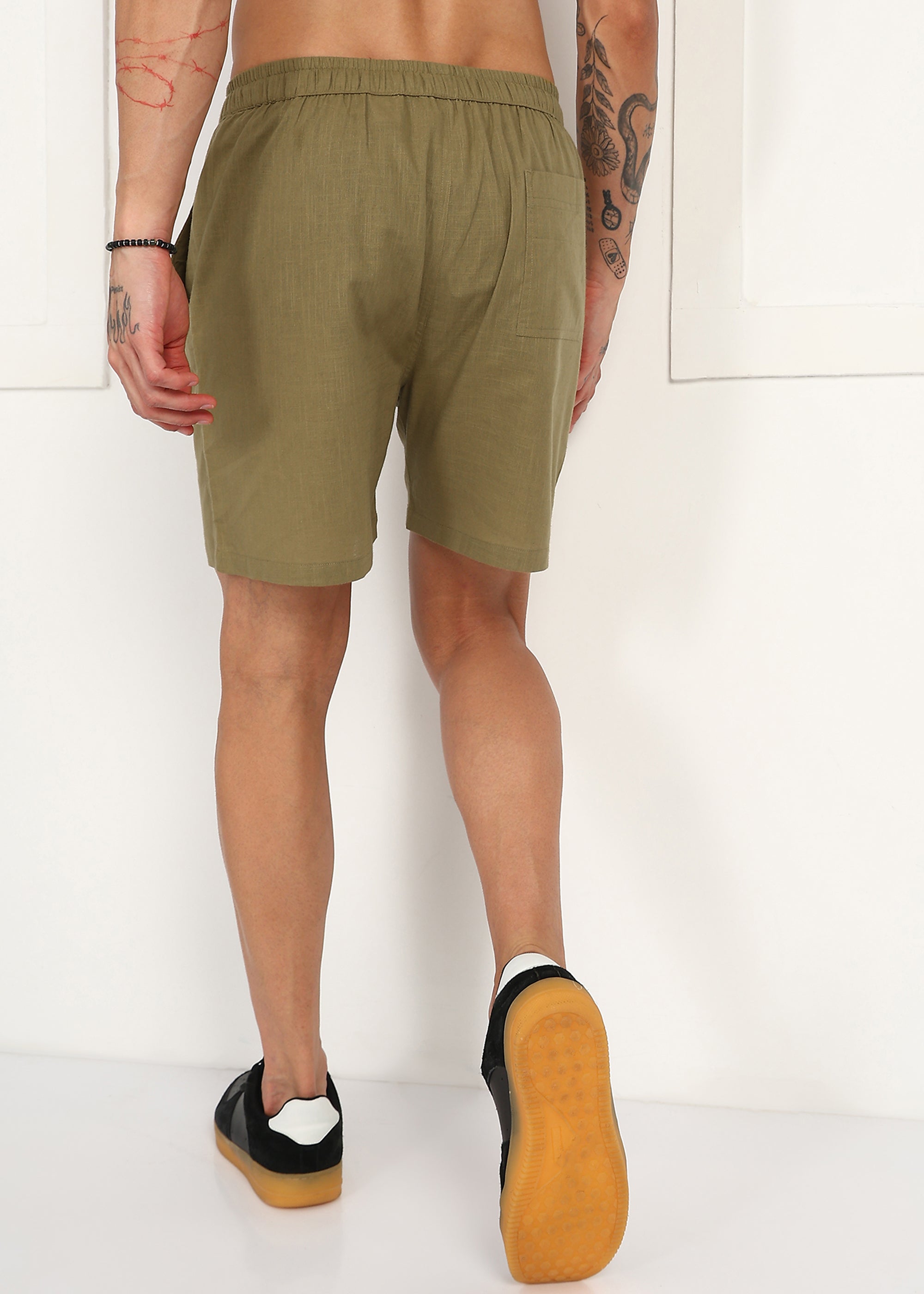 Fabmade Olive Ease Linen Shorts - Distacart