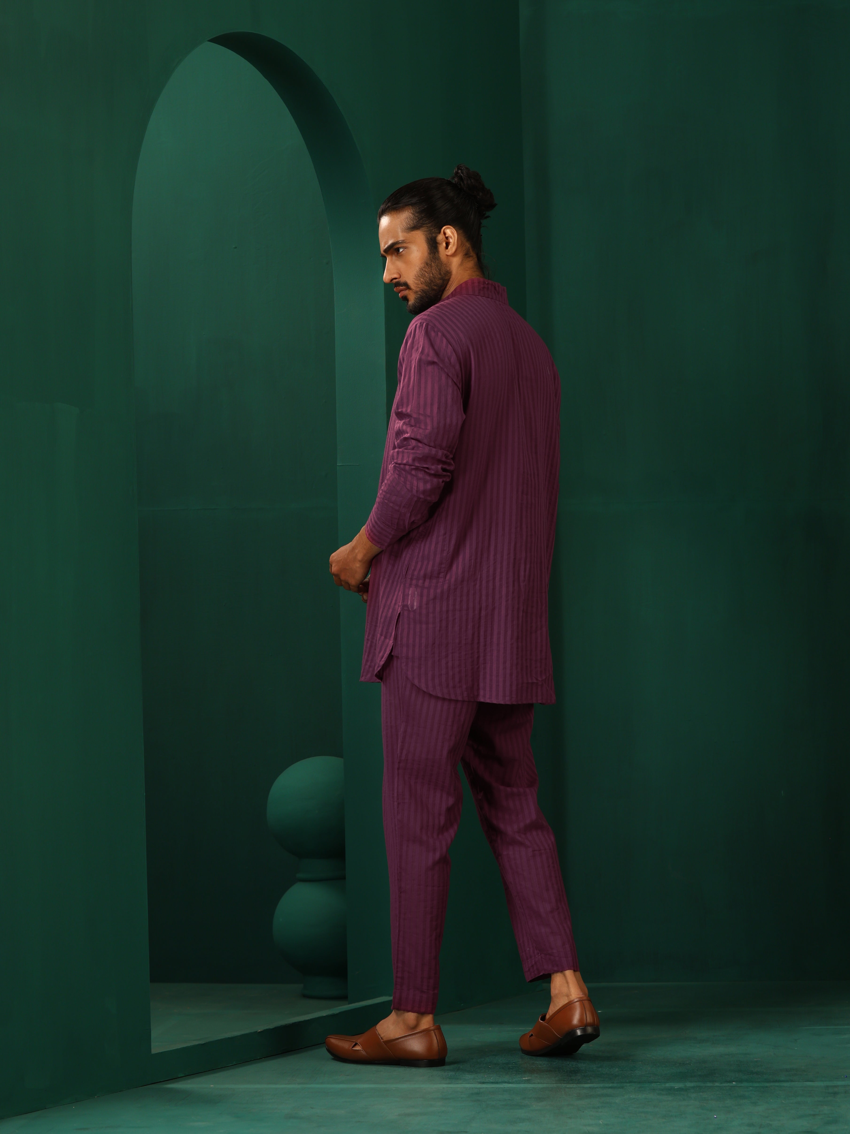 trueBrowns Men's Purple Dobby Co-ord Set - Distacart