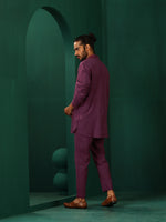 Thumbnail for trueBrowns Men's Purple Dobby Co-ord Set - Distacart