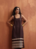 Thumbnail for trueBrowns Brown Metallic Straight Kurta Set - Distacart