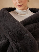 Thumbnail for InWeave Slaty Grey Long Faux Fur Cape