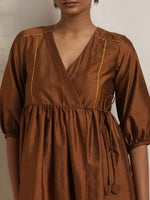 Thumbnail for trueBrowns Brown Silk Angrakha Co-ord Set
