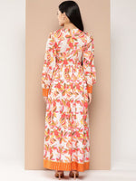 Thumbnail for Ahalyaa Floral Printed Tie-Ups Crepe Empire Ethnic Dress - Distacart
