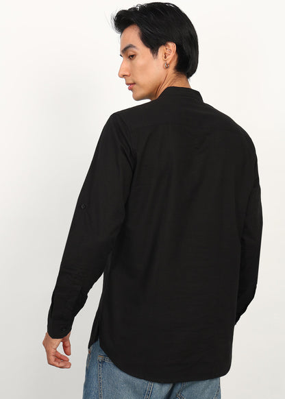 Fabmade Noir Linen Short Kurta - Distacart