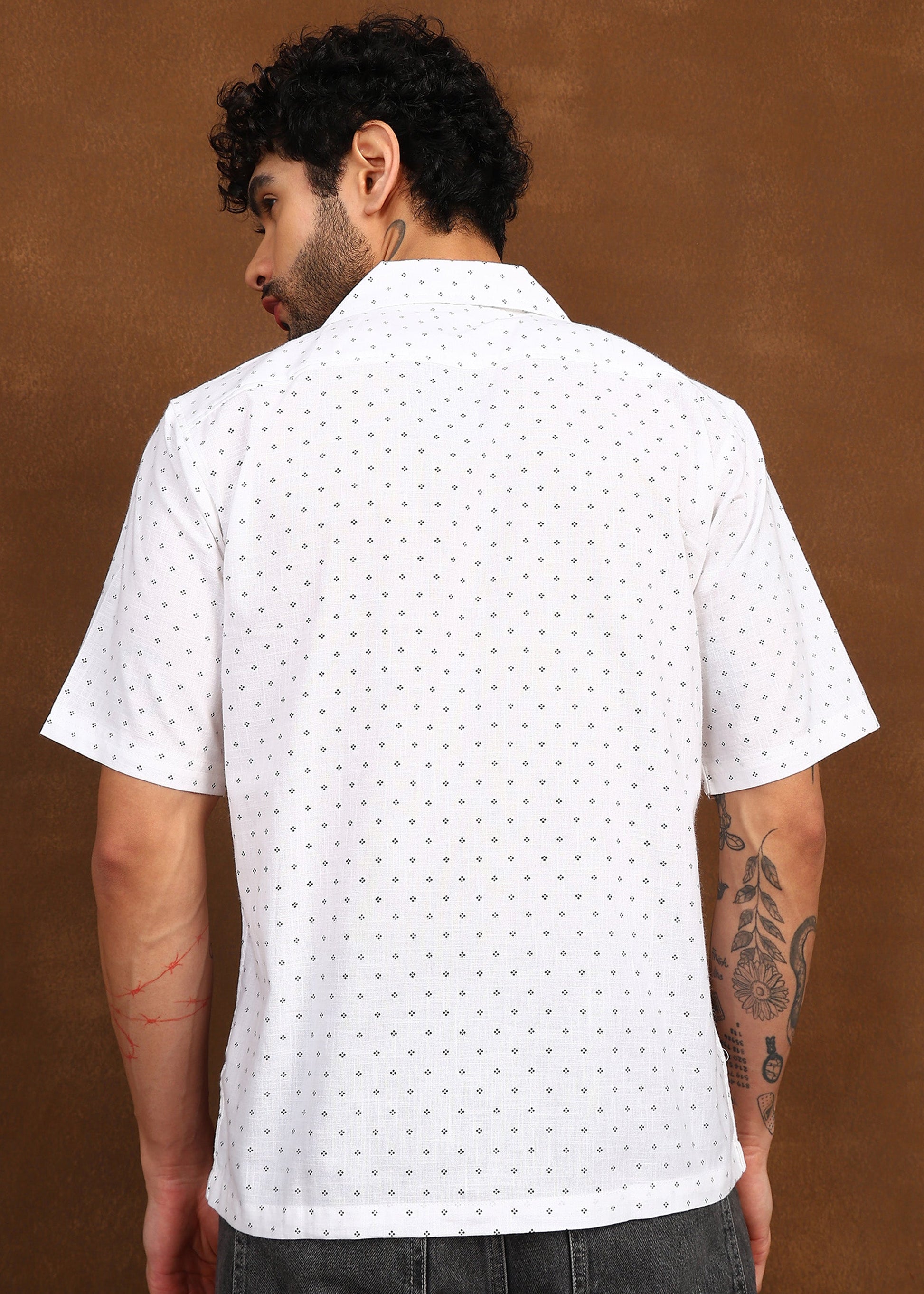 Fabmade Micro Print Short Sleeve Shirt - Distacart