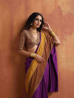 Thumbnail for trueBrowns Purple Silk Ready To Wear Saree
