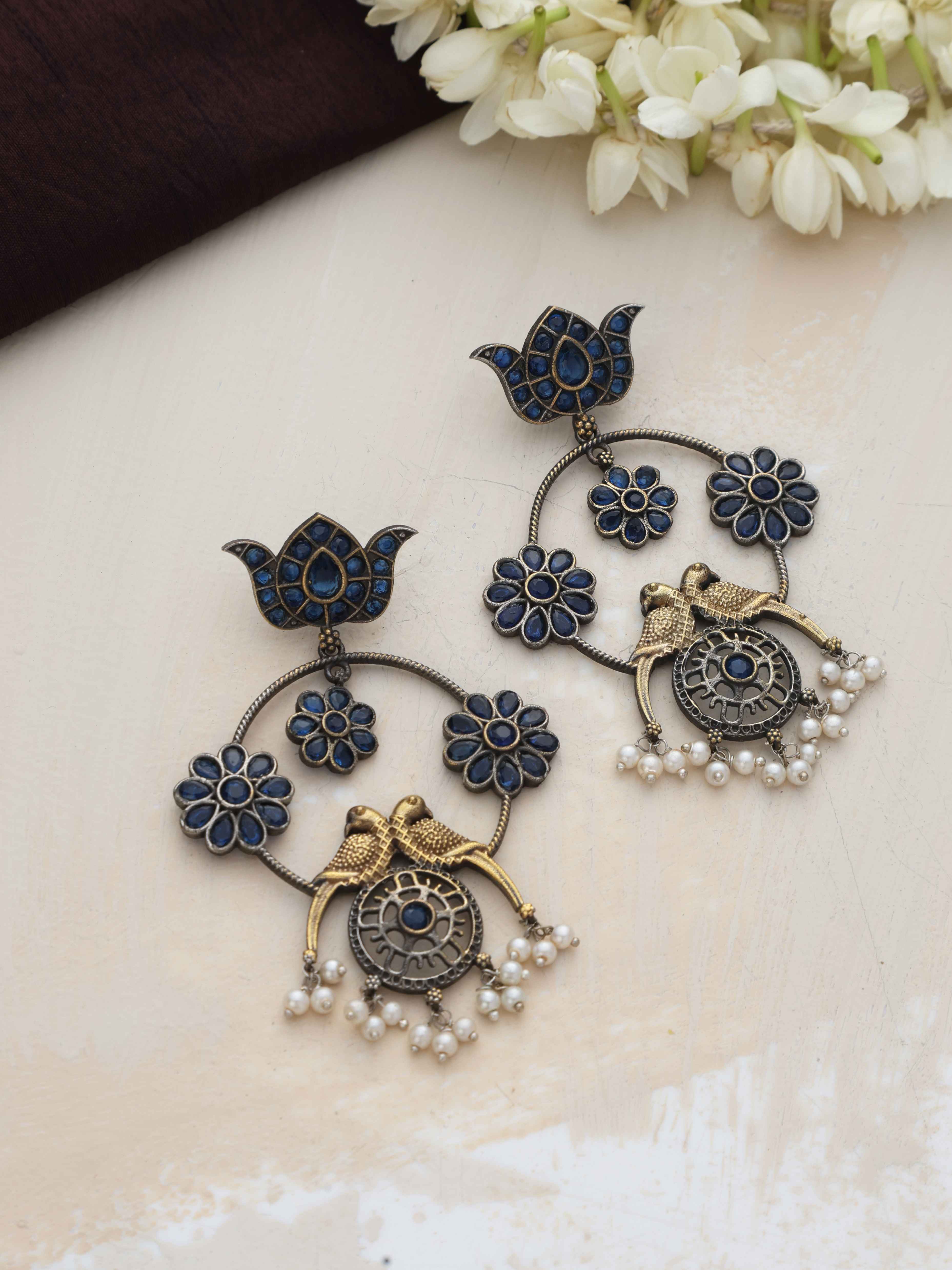 trueBrowns Silver Tone Chandbali Earrings - Distacart