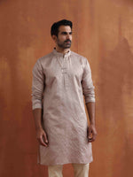 Thumbnail for trueBrowns Men's Beige Sequin Chanderi Kurta