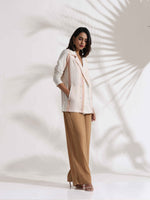 Thumbnail for trueBrowns Beige Cotton Stripe Jacket Top Co-ord Set