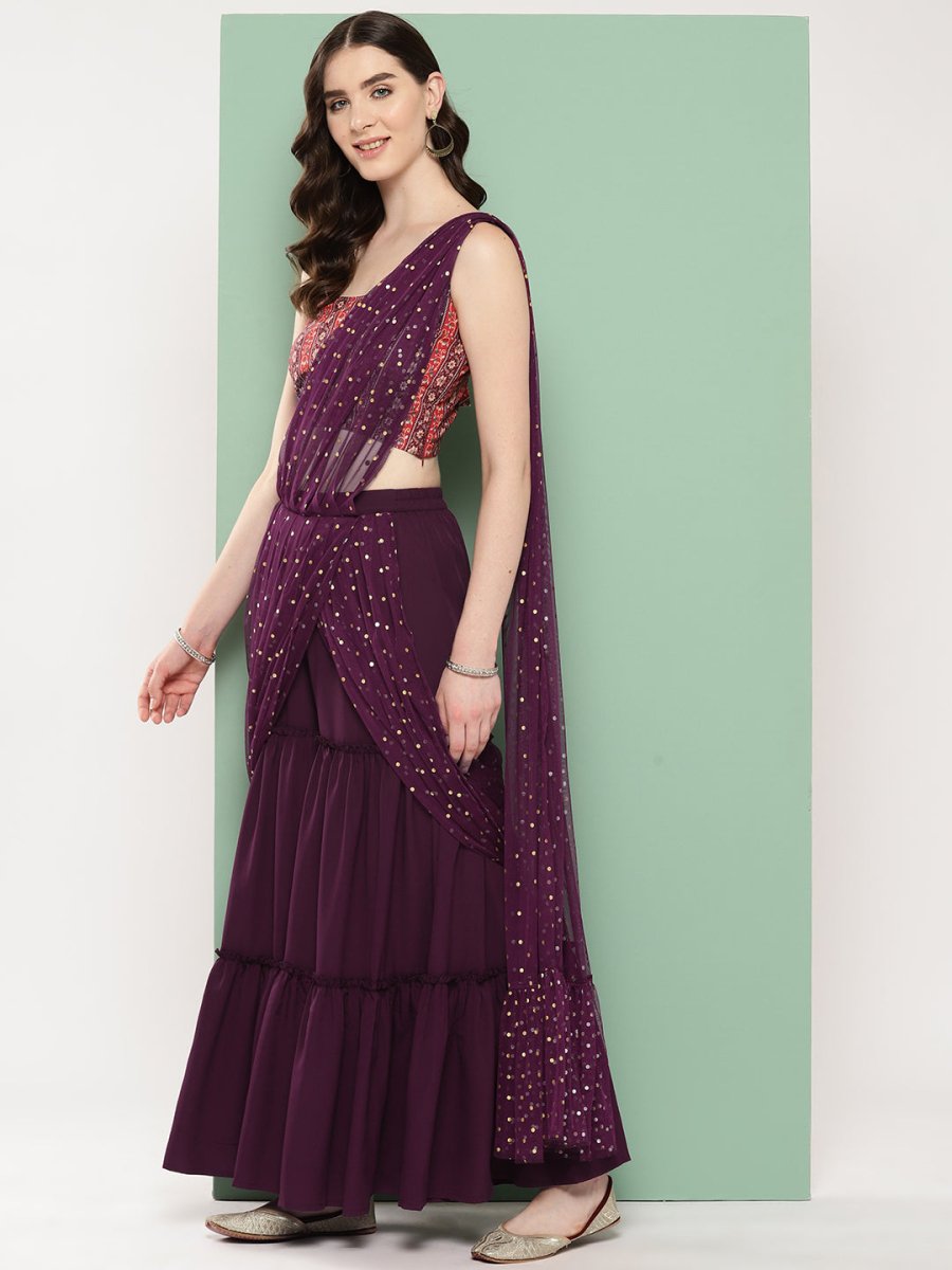 Ahalyaa Printed Ethnic Co-Ords with Draped Dupatta - Distacart