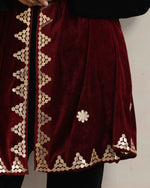 Thumbnail for trueBrowns Maroon Velvet Gota Patti Stole
