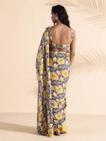 Thumbnail for trueBrowns Yellow Muslin Ikat Saree