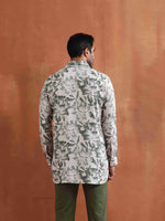 Thumbnail for trueBrowns Men's Off White Printed Short Kurta