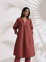 Thumbnail for trueBrowns Pink Slub Kurta Set