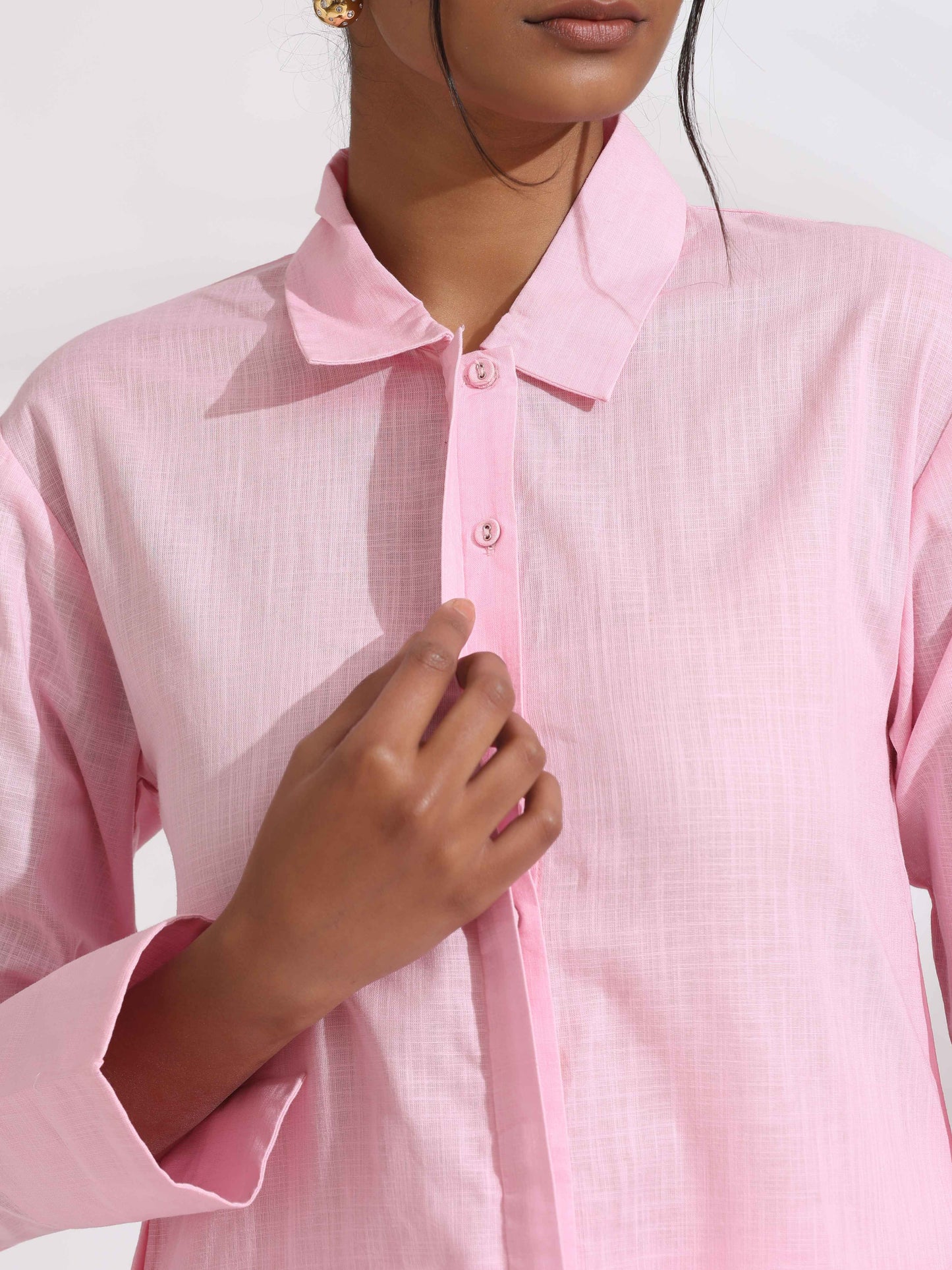 trueBrowns Pink Cotton Embroidered Kurta Set - Distacart