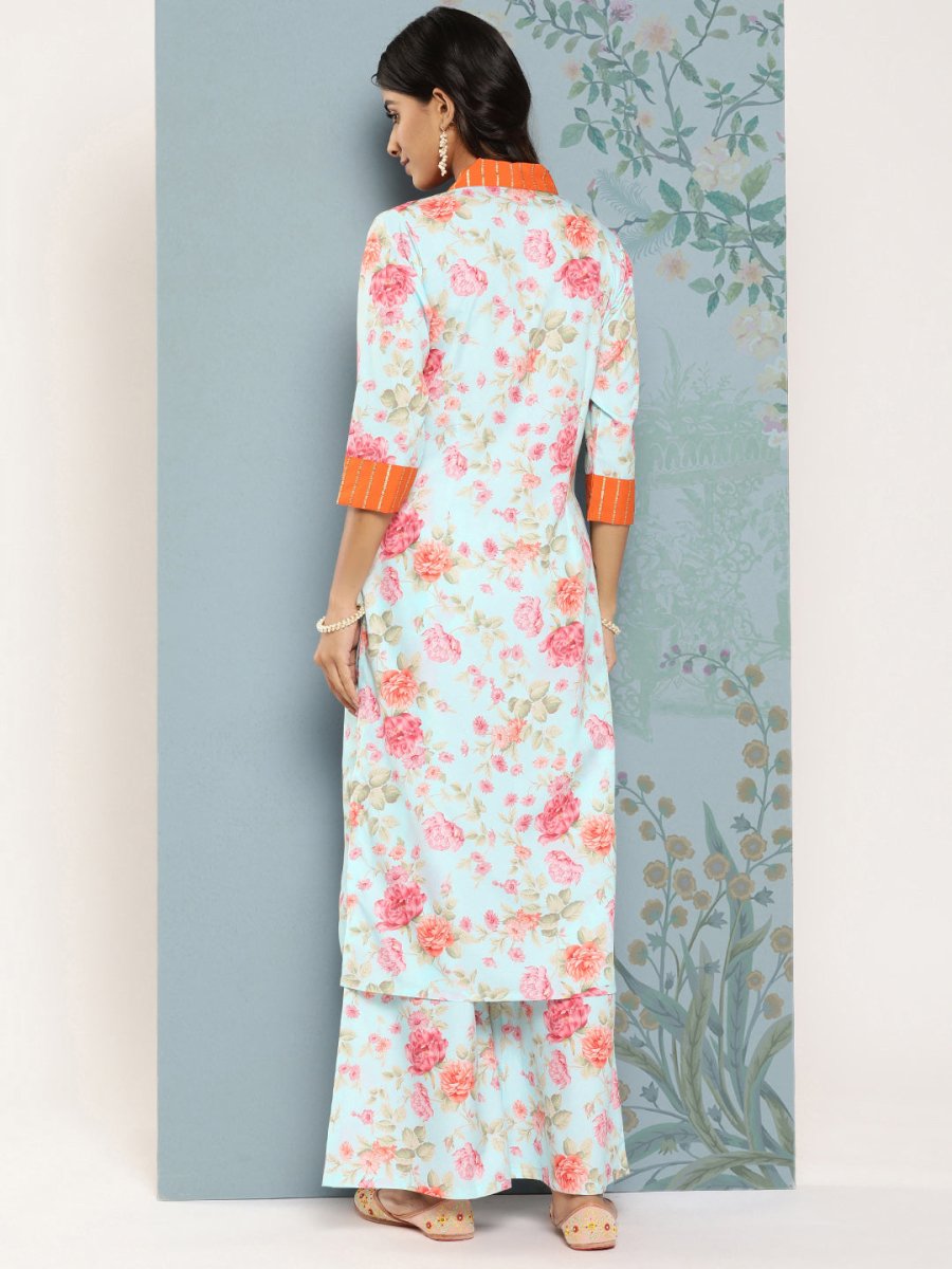 Ahalyaa Floral Printed Kurta With Palazzos - Distacart