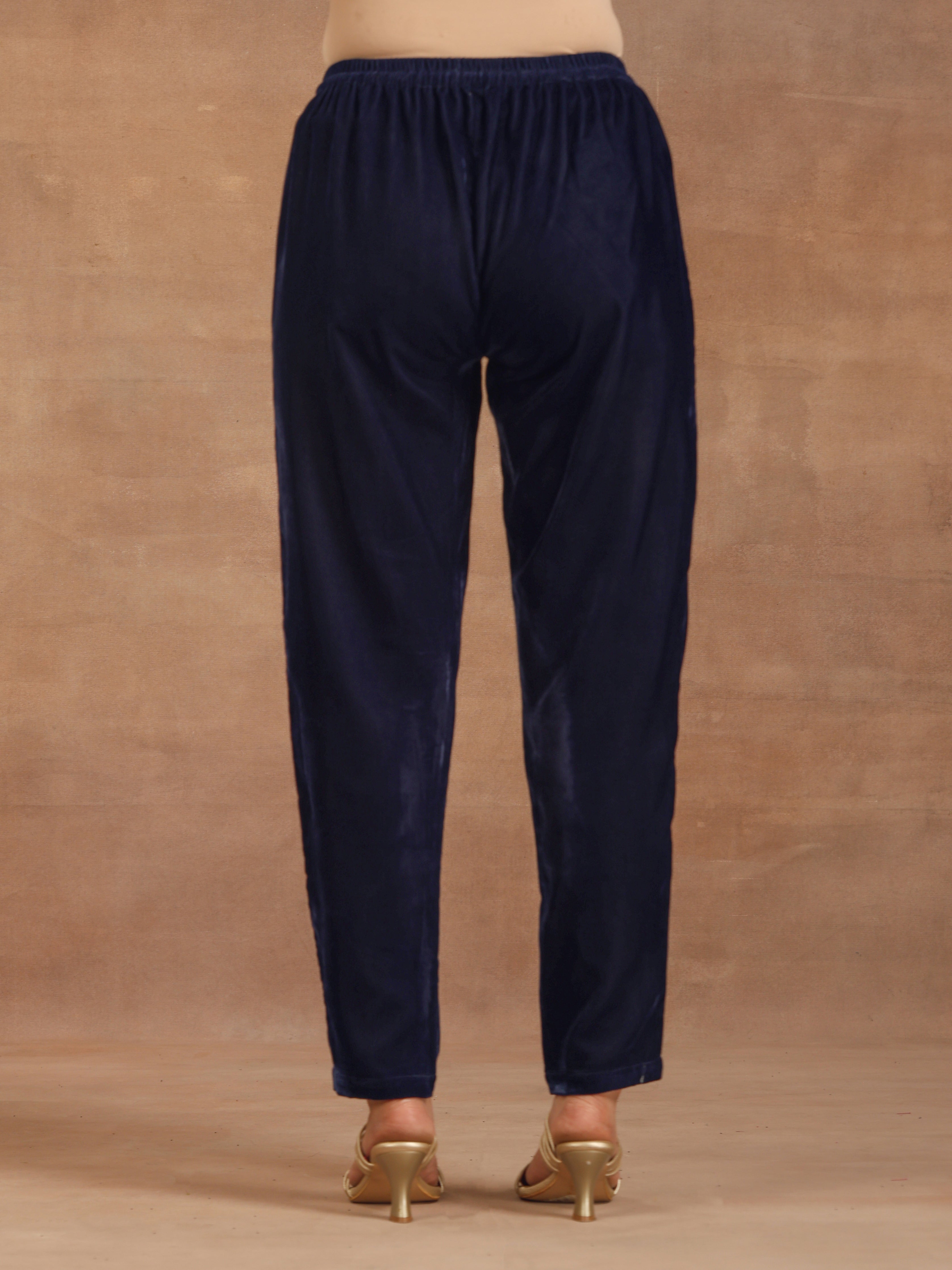 trueBrowns Midnight Blue Velvet Pant - Distacart