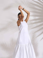 Thumbnail for trueBrowns White Cotton Schiffli Tier Dress - Distacart