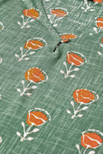 Thumbnail for Ahika Women Casual Wear Cotton Fabric Sea Green Printed Trendy Kurti - Distacart