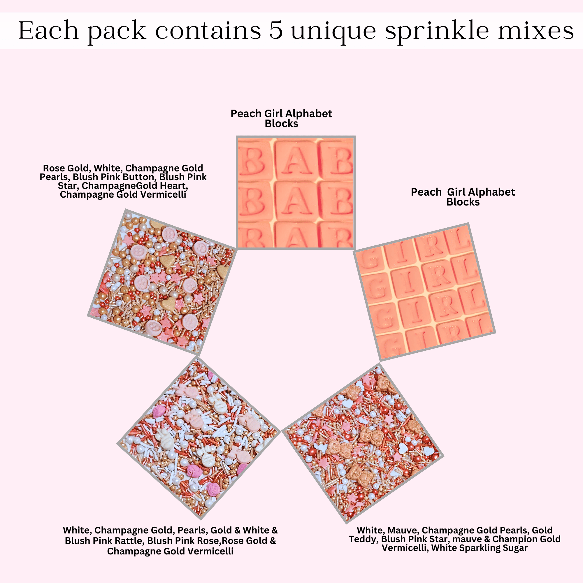 confect girls baby shower sprinkles edible sprinkles pack of 5 baby shower 23