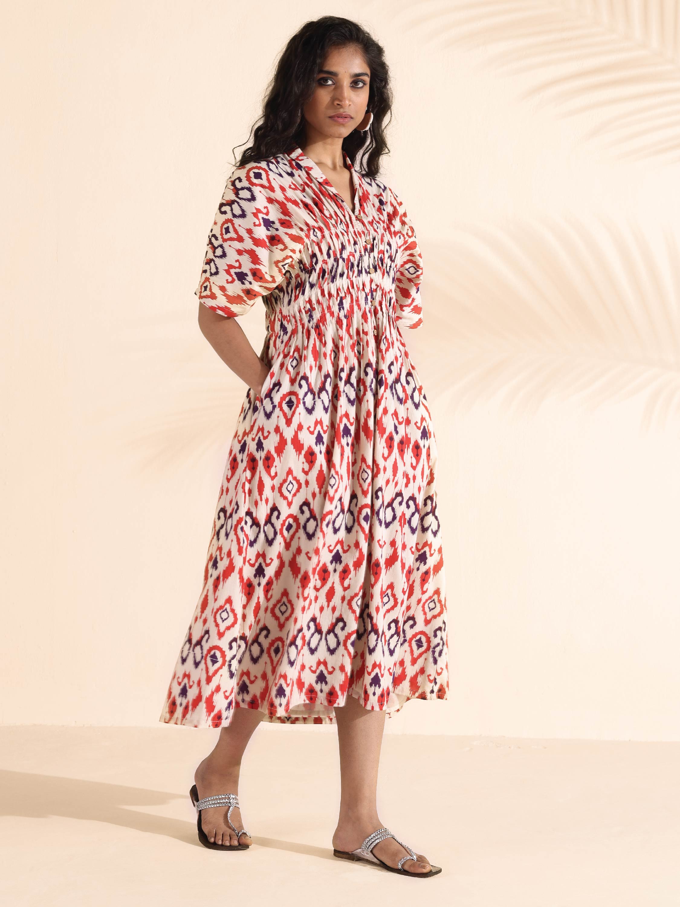 trueBrowns Carrot Cotton Ikat Dress - Distacart